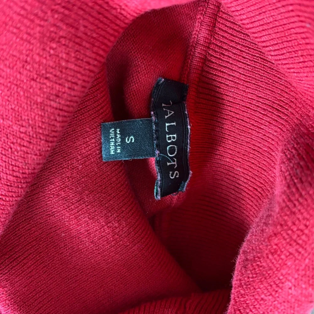 Talbots Red Turtleneck Sweater Long Sleeve Button Cuff Cotton Modal Small VN5272